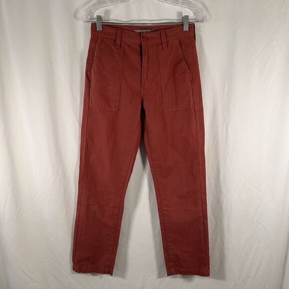 Joe's Jeans Women's 24 Solid Red Mid Rise Button Zip 100% Cotton Lightweight - Picture 1 of 9